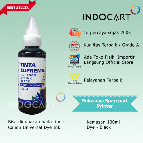 IndoCart Tinta Refill Canon PG 88 PGI 725 750-Dye Ink-100ml