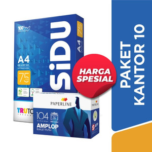 SiDU Paket Kantor 10 (Kertas HVS 75 GSM A4 1 RIM & Amplop 104 PPS)