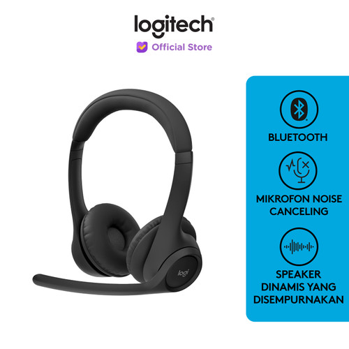 Logitech Zone 300 Headset Bluetooth Wireless, Mikrofon Noise-Canceling, Kompatibel untuk Windows, Mac, Chrome, Linux, iOS, iPadOS, Android