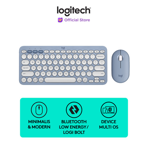 Logitech Pebble 2 Combo, Keyboard dan Mouse Wireless Bluetooth