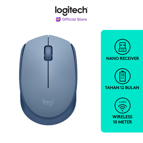 Logitech M171 Mouse Wireless untuk Windows, Mac, ChromeOS - Blue Gray