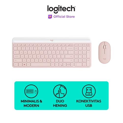 Logitech MK470 Combo Keyboard dan Mouse Wireless Slim - Rose