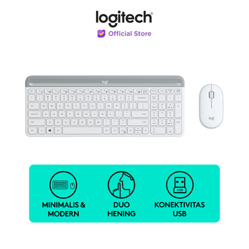 Logitech MK470 Combo Keyboard dan Mouse Wireless Slim - Off White