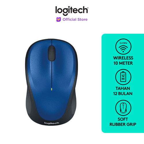 Logitech M235 Mouse Wireless Grip Karet Nyaman - Blue