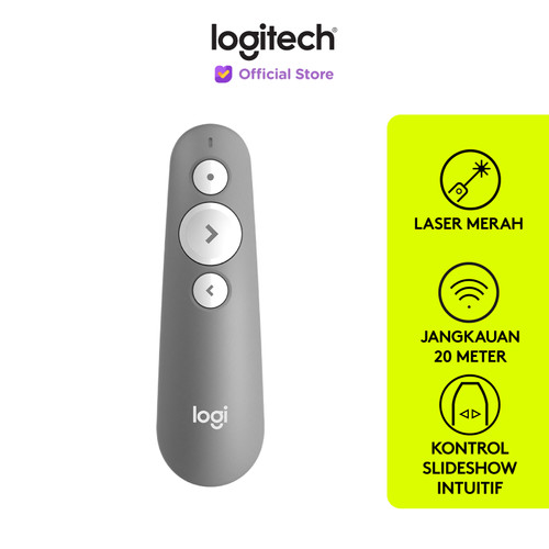 Logitech R500s Remote Pointer Presentasi Wireless Laser Merah - Grey