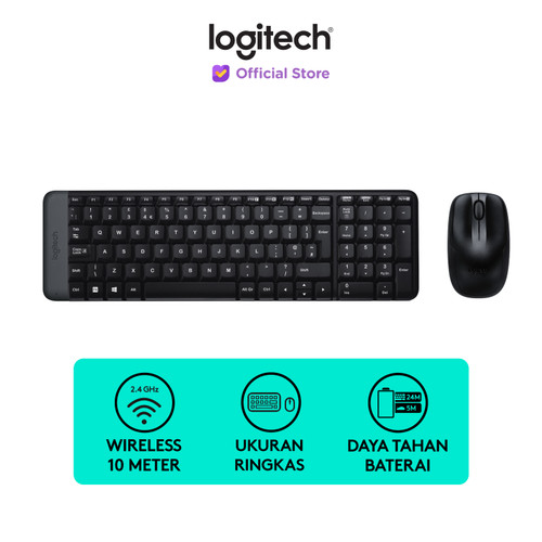 Logitech MK220 Combo Keyboard dan Mouse Wireless Compact