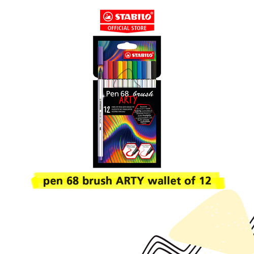 STABILO Pen 68 Brush ARTY Wallet of 12's / Brush Pen / Kuas Kaligrafi