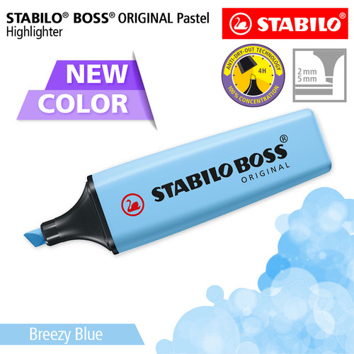 STABILO BOSS Pastel Breezy Blue / Highlighter Original Warna Biru