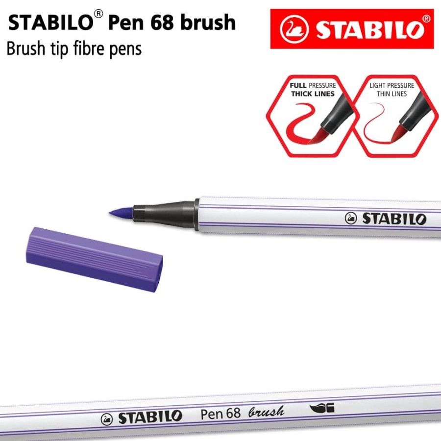 STABILO Pen 68 Brush Violet / Ungu / Premium Marker Kuas Kaligrafi Art