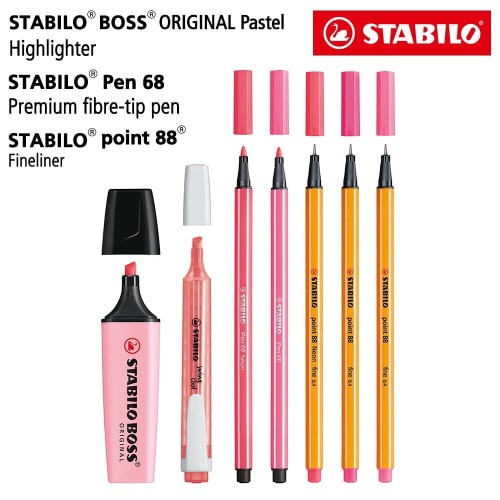 STABILO Set 7 - Pink Edition - BOSS Pastel Swing Cool Pen 68 Point 88