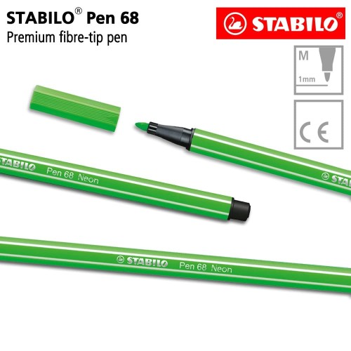 STABILO Pen 68 Fluorescent Green Isi 1 pcs / Highlighter Pen / Marker