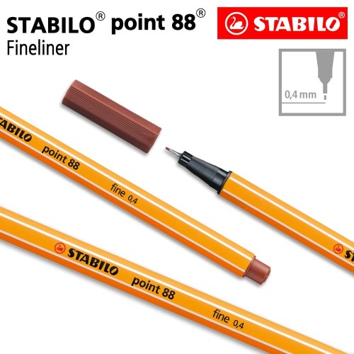 STABILO Point 88 Sienna Isi 1 pcs / Fineliner / Pen Warna Cokelat