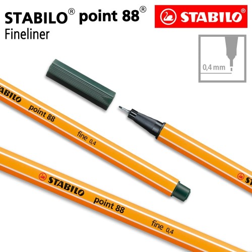 STABILO Point 88 Olive Green Isi 1 pcs / Fineliner / Pen Warna Hijau