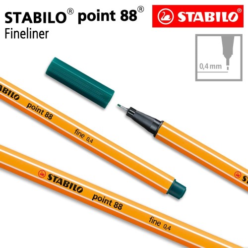 STABILO Point 88 Pine Green Isi 1 pcs / Fineliner / Pen Warna Hijau