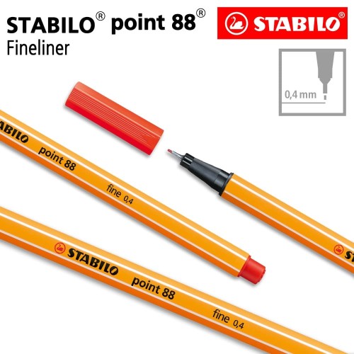 STABILO Point 88 Light Red Isi 1 pcs / Fineliner / Pen Warna Merah