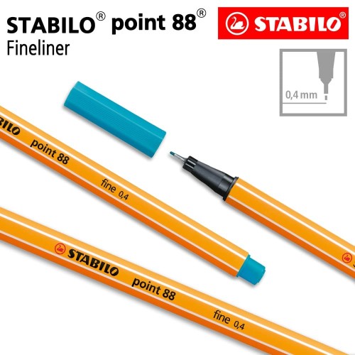 STABILO Point 88 Light Blue Isi 1 pcs / Fineliner / Pen Warna Biru