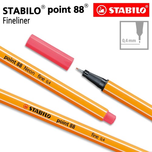 STABILO Point 88 Neon Red Isi 1 pcs / Fineliner / Pen Warna Merah