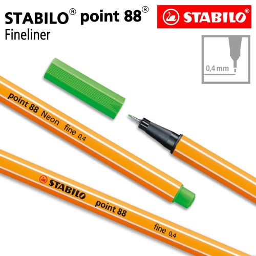 STABILO Point 88 Neon Green Isi 1 pcs / Fineliner / Pen Warna Hijau