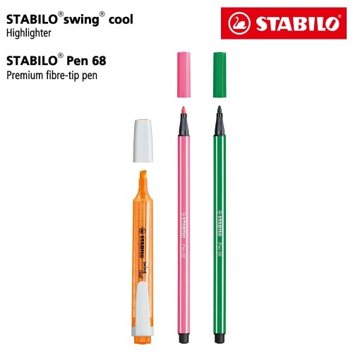 STABILO Set 3 - Swing Cool, Pen 68 / Pen and Highlighter / Paket Hemat