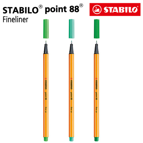 STABILO SET 3 - Point 88 Green Leaf Green Ice Green / Fineliner / Pen