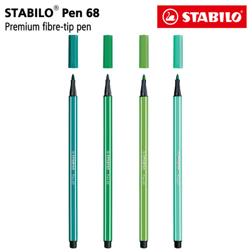 STABILO SET 4 - Pen 68 Shades of Green / Highlighter Marker Pen