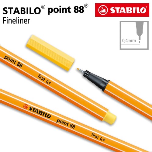 STABILO Point 88 Yellow 1pcs/ Fineliner / Pen Warna Kuning