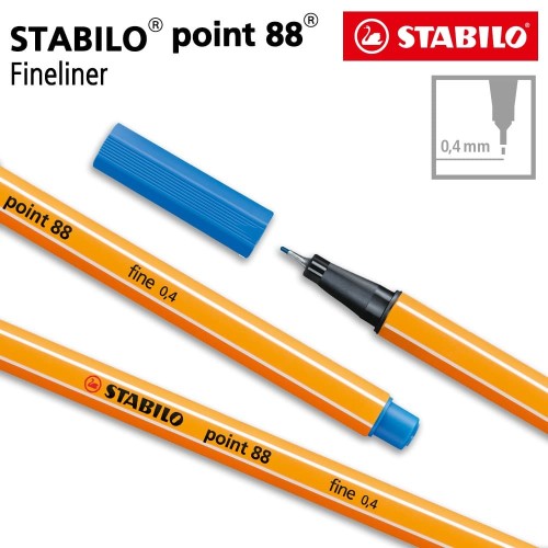 STABILO Point 88 Ultramarine 1pcs / Fineliner / Pen Warna Biru Muda