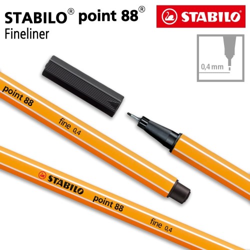 STABILO Point 88 Black 1pcs / Fineliner / Pen Warna Hitam