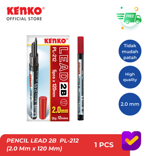 KENKO PENCIL LEAD / Isi Pensil Mekanik 2B PL-212 (2.0 Mm x 120 Mm)