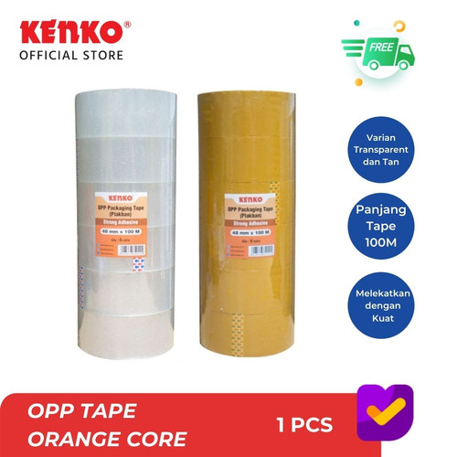 KENKO OPP TAPE / Lakban / Selotip 48MM - Orange Core (100 M)