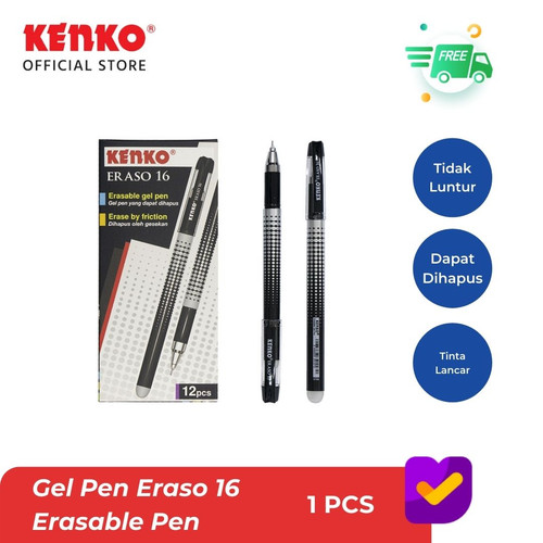 KENKO GEL PEN / Pulpen Jel / Pena Jel Dapat Dihapus Eraso 16 Black