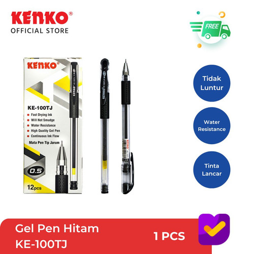 KENKO GEL PEN / Pulpen Jel / Pena Jel / Pen Tinta Gel KE-100TJ Black