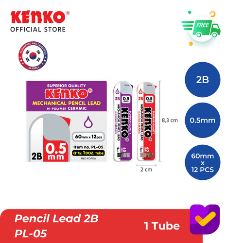 KENKO PENCIL LEAD / Isi Pensil Mekanik 2B PL-05 (0.5 Mm x 60 Mm)