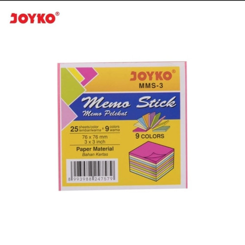 memo stick joyko MMS -3 /UK.76 X 76 /225 sheet/9 warna / note it MMS-3