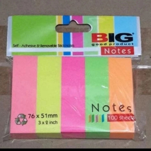 sticky notes self adhesive 5 warna big 76 x 51/3x2inch /100sheets