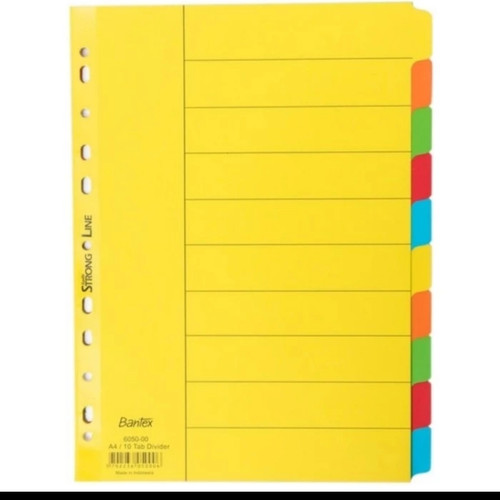 divider A4 bantex 6050 - 00 polos warna/pembatas binder warna