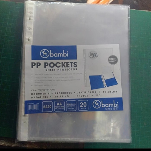 map plastik / pp pocket bambi A4 5220 # 1 pak isi 20 lbr