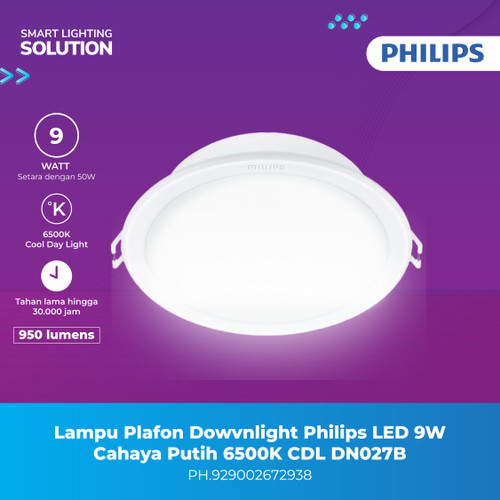 Lampu Plafon Downlight Philips LED 9W Cahaya Putih 6500K CDL DN027B