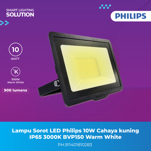 Lampu Sorot LED Philips 10W Cahaya kuning IP65 3000K BVP150 Warm White