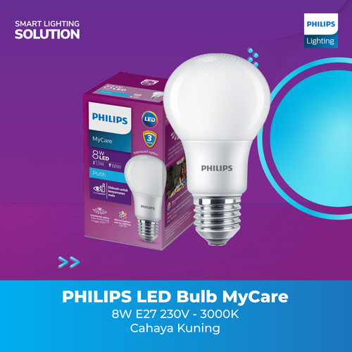 Philips Lampu Bohlam LED Bulb MyCare - Cahaya Kuning 8W 3000K