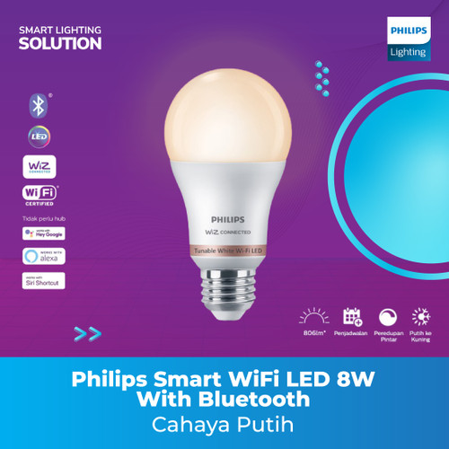 Philips Lampu Smart WiFi LED 8W With Bluetooth - Tunable White (Putih)