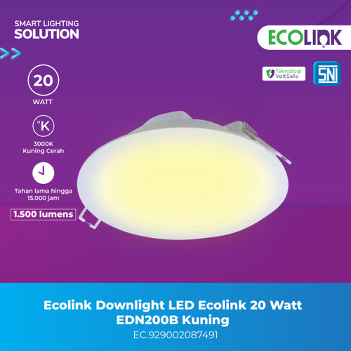 Ecolink Lampu Plafon Downlight LED15 - Cahaya Kuning 20W 3000K