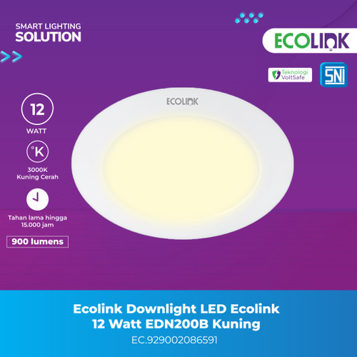 Ecolink Downlight LED EDN200B 12W LED9/WW 3000K Warm White-Kuning