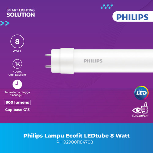 Philips LEDTube 8w 740 600mm T8 800lm TL LED Ecofit -Natural 4000K