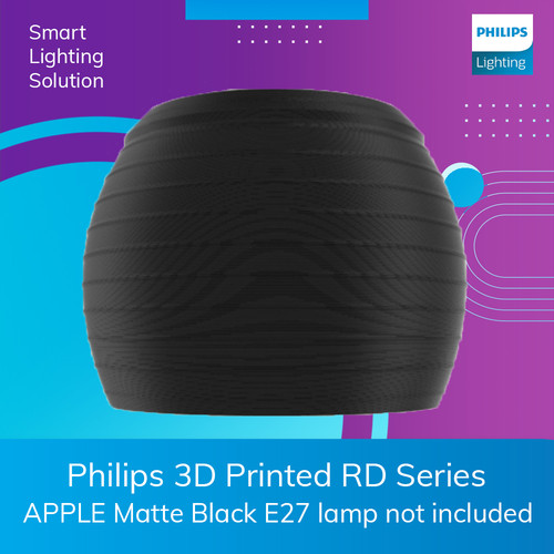 Philips 3D Printed RD Series - APPLE Matte Black E27 lamp not included