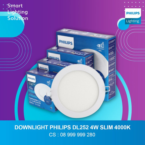 Lampu Plafon Philips Downlight LED 4W Slim Natural White Kuning 4000K