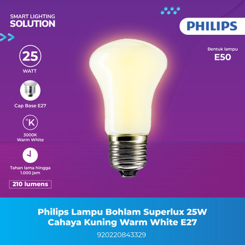 Philips Lampu Bohlam Superlux 25W Cahaya Kuning Warm White E27