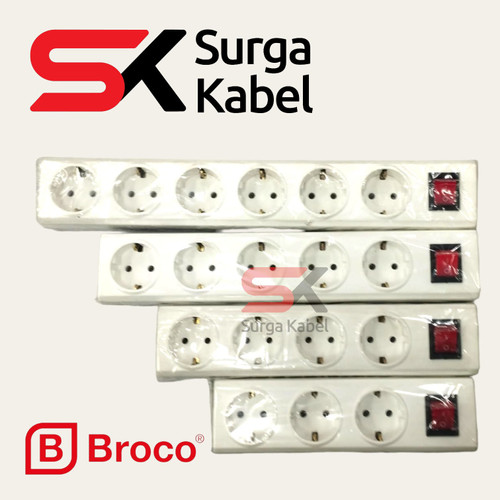 BROCO STOP KONTAK 3, 4, 5, 6 lubang NON CP + switch lamp/ stopkontak