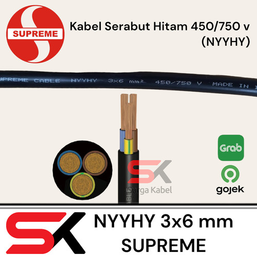 NYYHY 3x6mm SUPREME/ KABEL SERABUT 3 x 6mm/ 3x6/ 3 x 6 mm/ FLEXIBLE