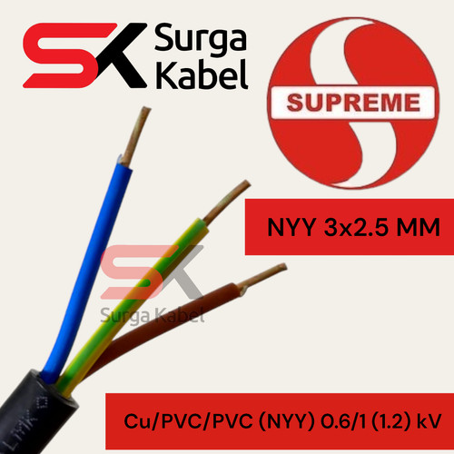 NYY 3x2.5mm SUPREME meteran/ 3 x 2.5/3x2,5/3 x 2,5/ KABEL KAWAT 2.5mm